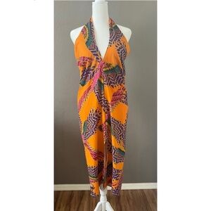Farm Rio Vibrant Orange Macaw Convertible Dress / Midi Skirt | Size XS